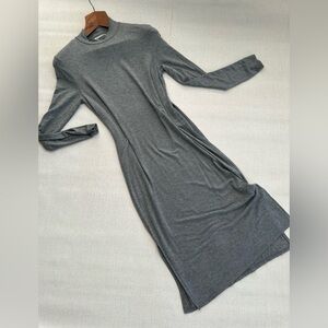 Grey Straight Midi Dress